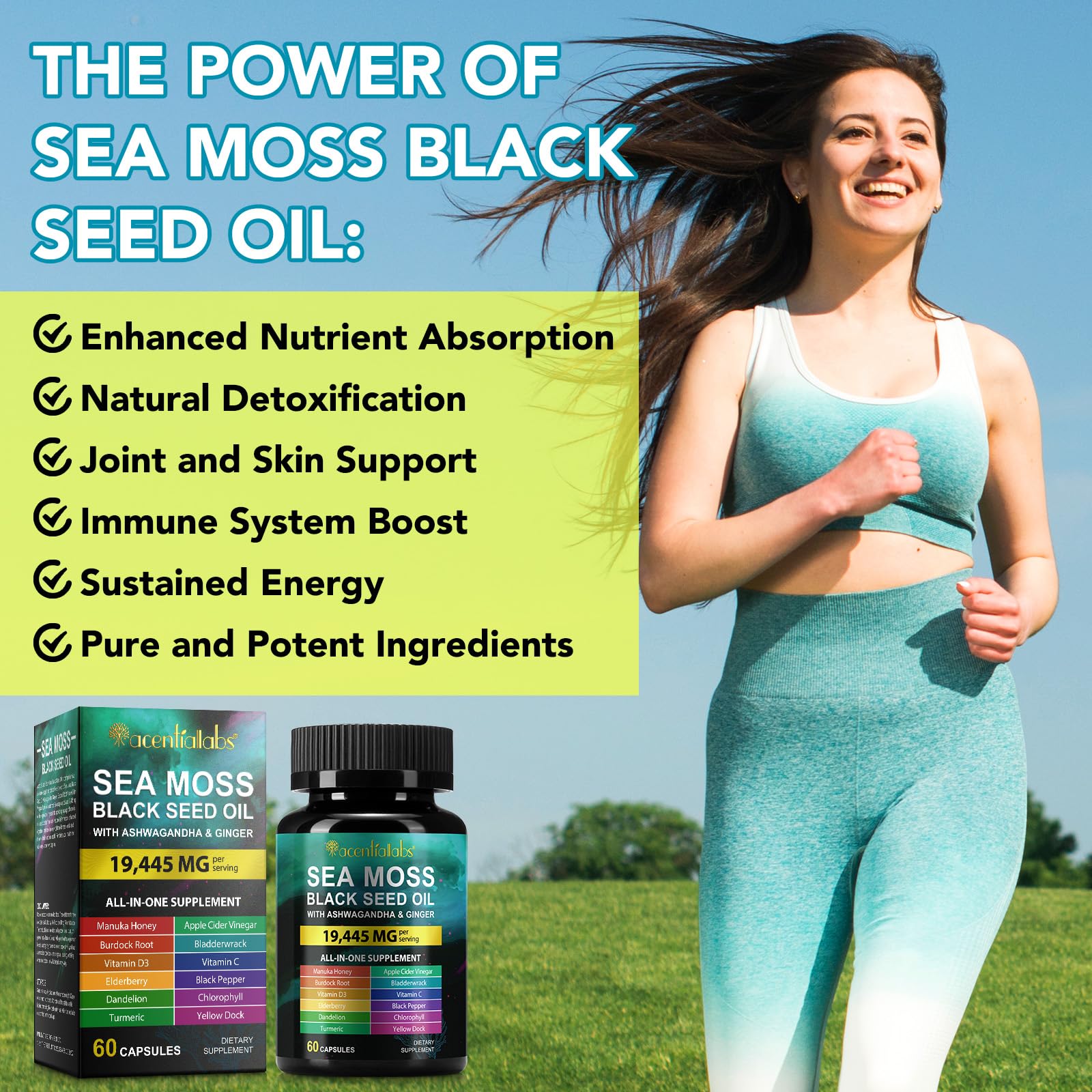 Vitamin C and Vitamin D3 immune-support capsules with sea moss