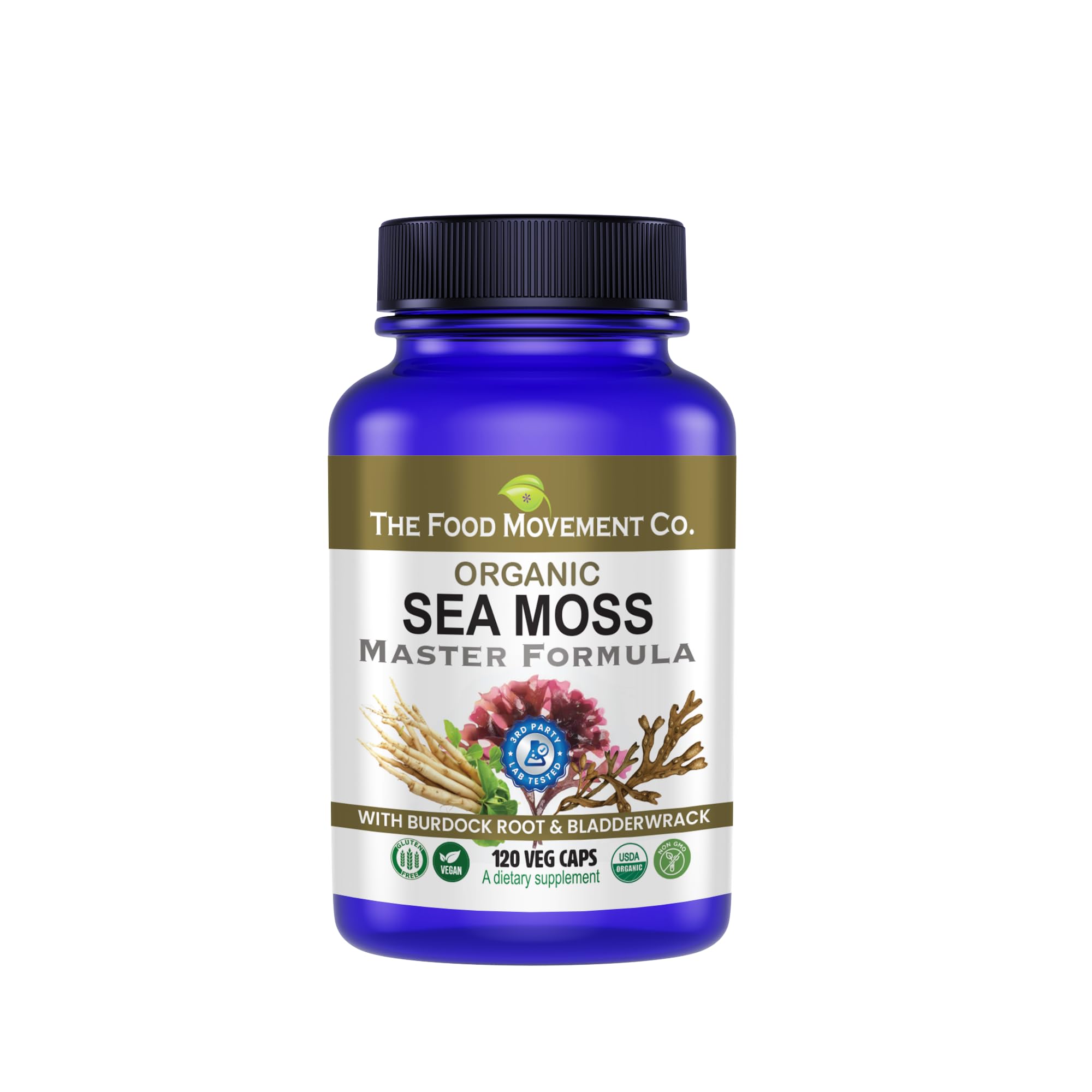 Packaging of Sea Moss Master Formula with Burdock Root & Bladderwrack
