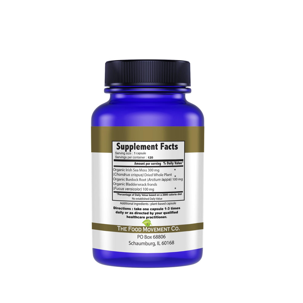 Ingredients: Bladderwrack and Burdock Root in Sea Moss Master Formula
