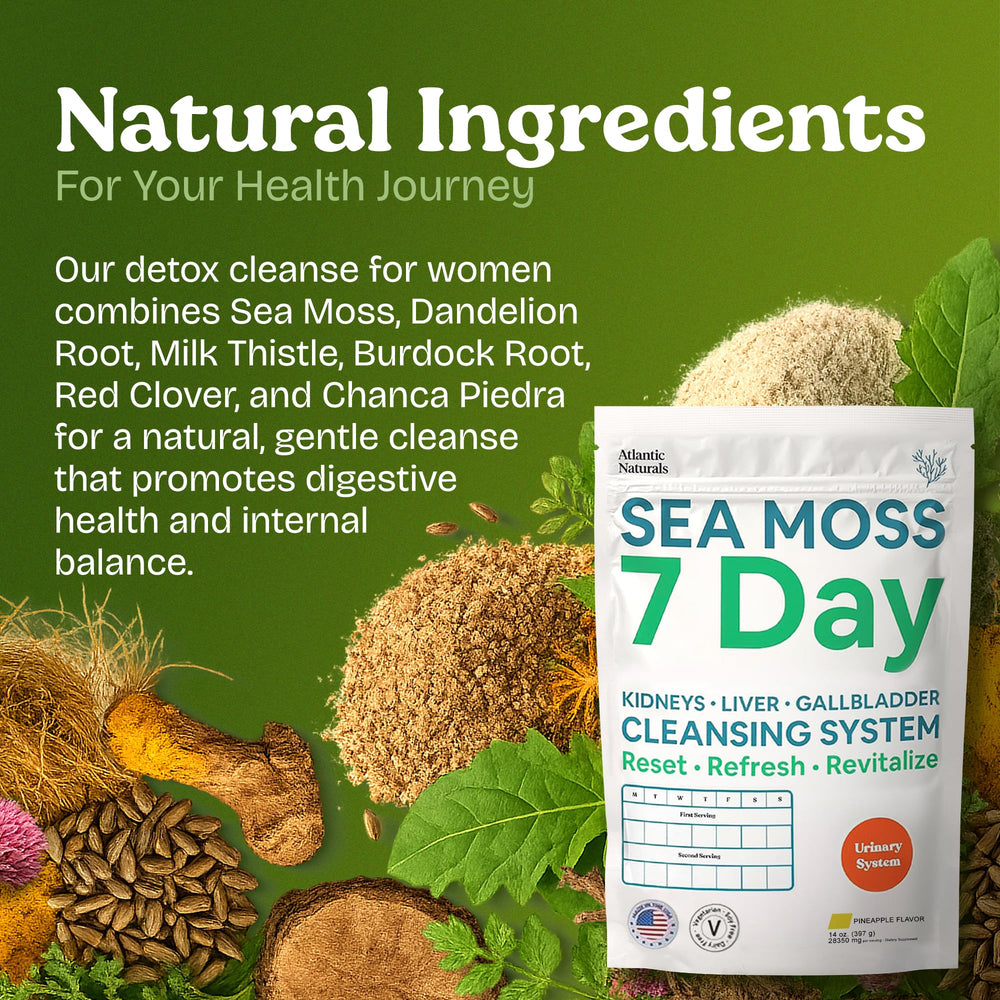 Sea moss powder with botanical ingredients.