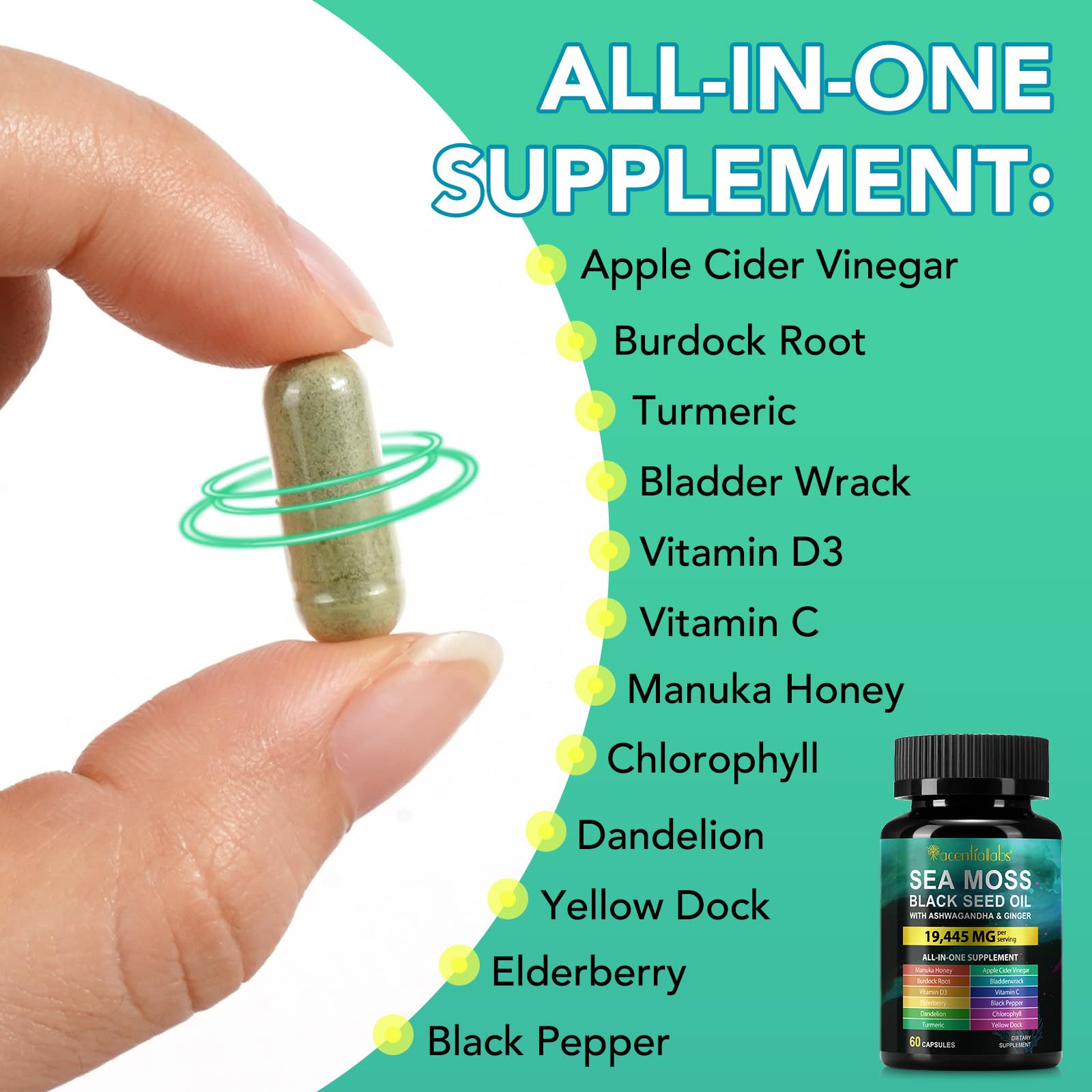 Immunity and energy support blend with vegetarian capsules