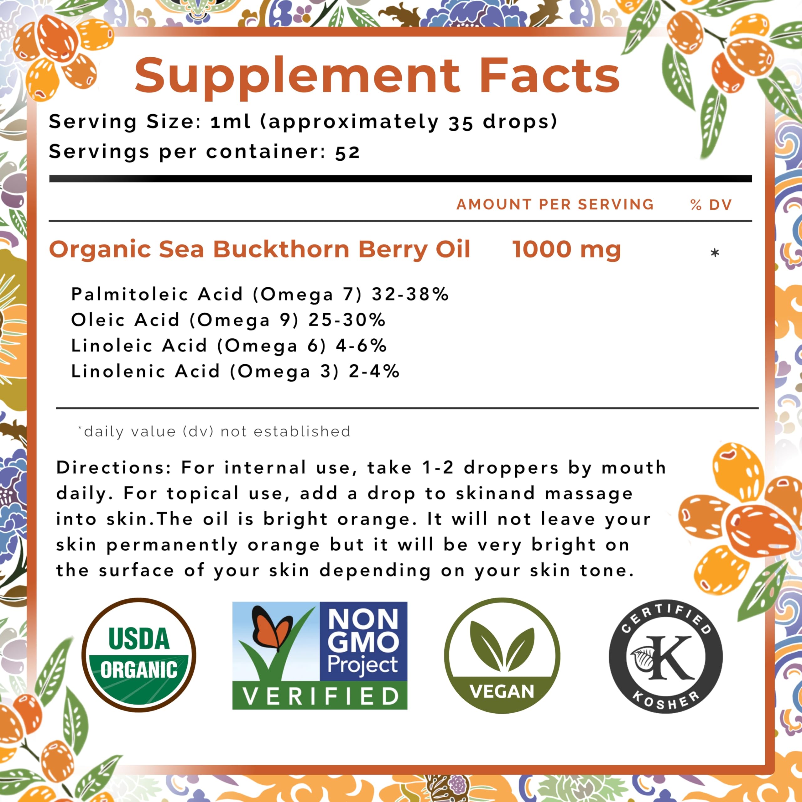 Product scene showing the SeabuckWonders Sea Buckthorn Oil bottle