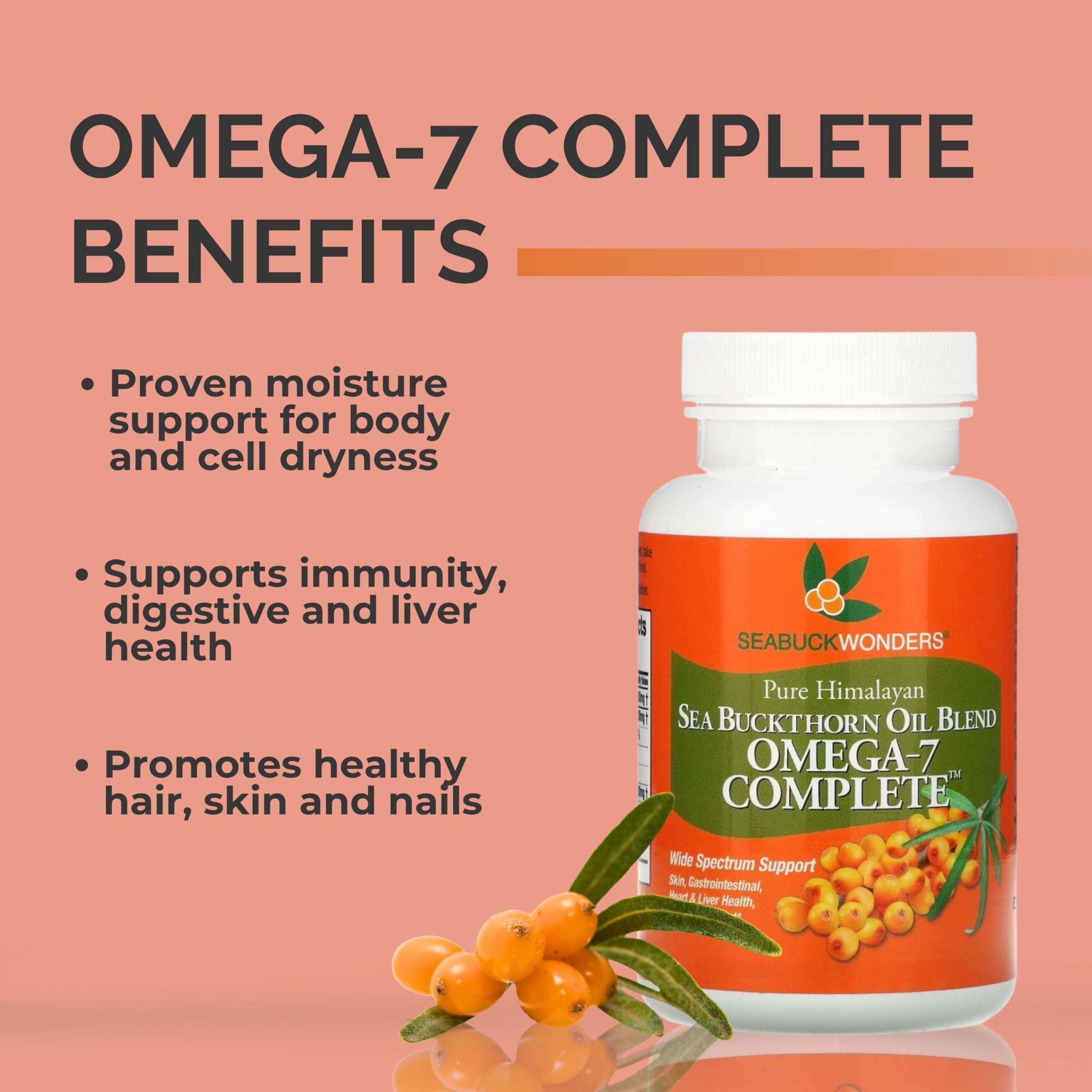 Omega-7 and Omegas 3, 6 and 9 graphic on product