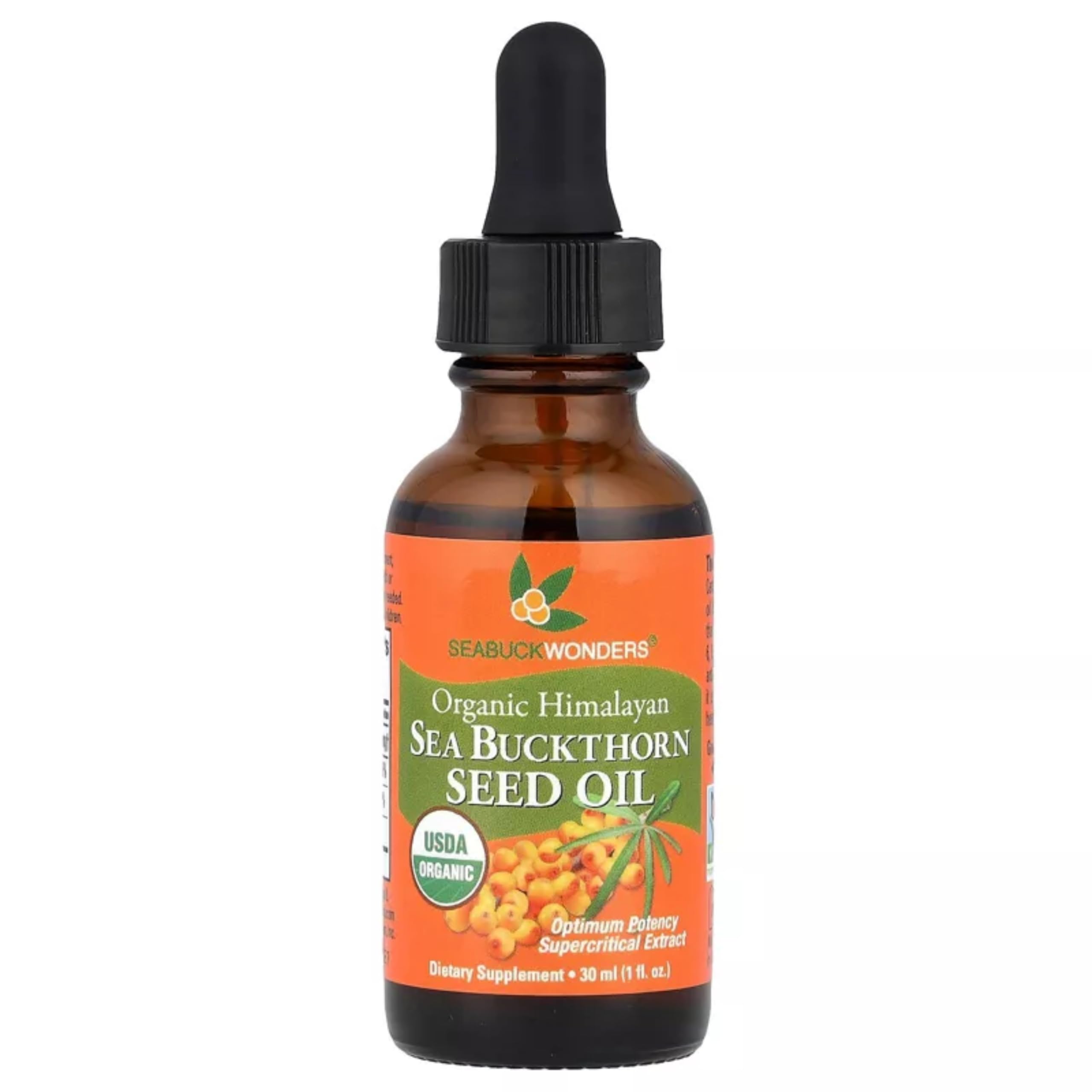 SeabuckWonders Sea Buckthorn Seed Oil bottle, 1 oz