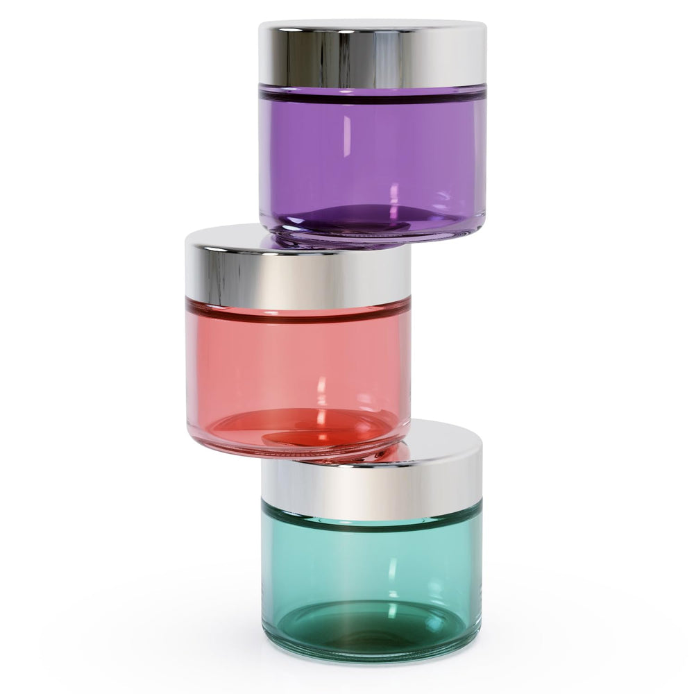 Seafulee 3pack pink-lid 2oz jar for stylish travel cosmetics storage.
