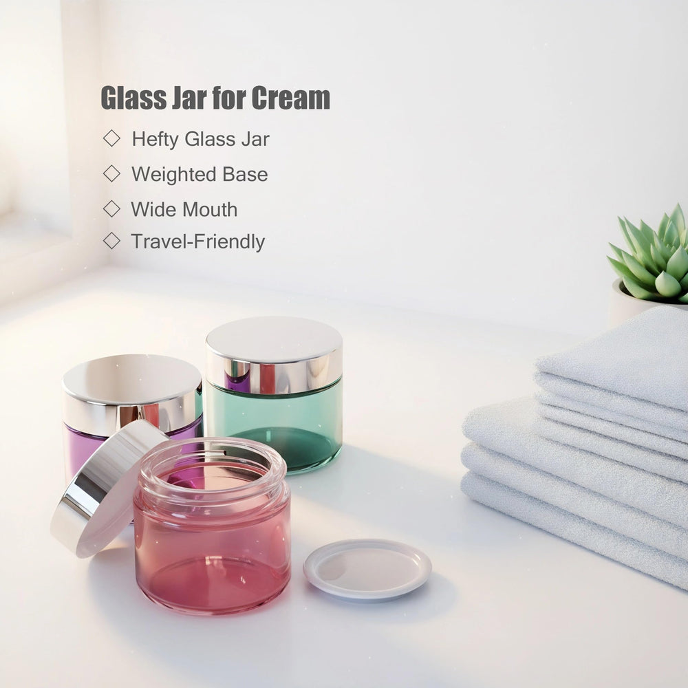 Seafulee turquoise-lid 2oz jar offers clear glass to view product color.