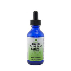 Bottle of Seagate Liquid Olive Leaf Extract for Kids with dropper