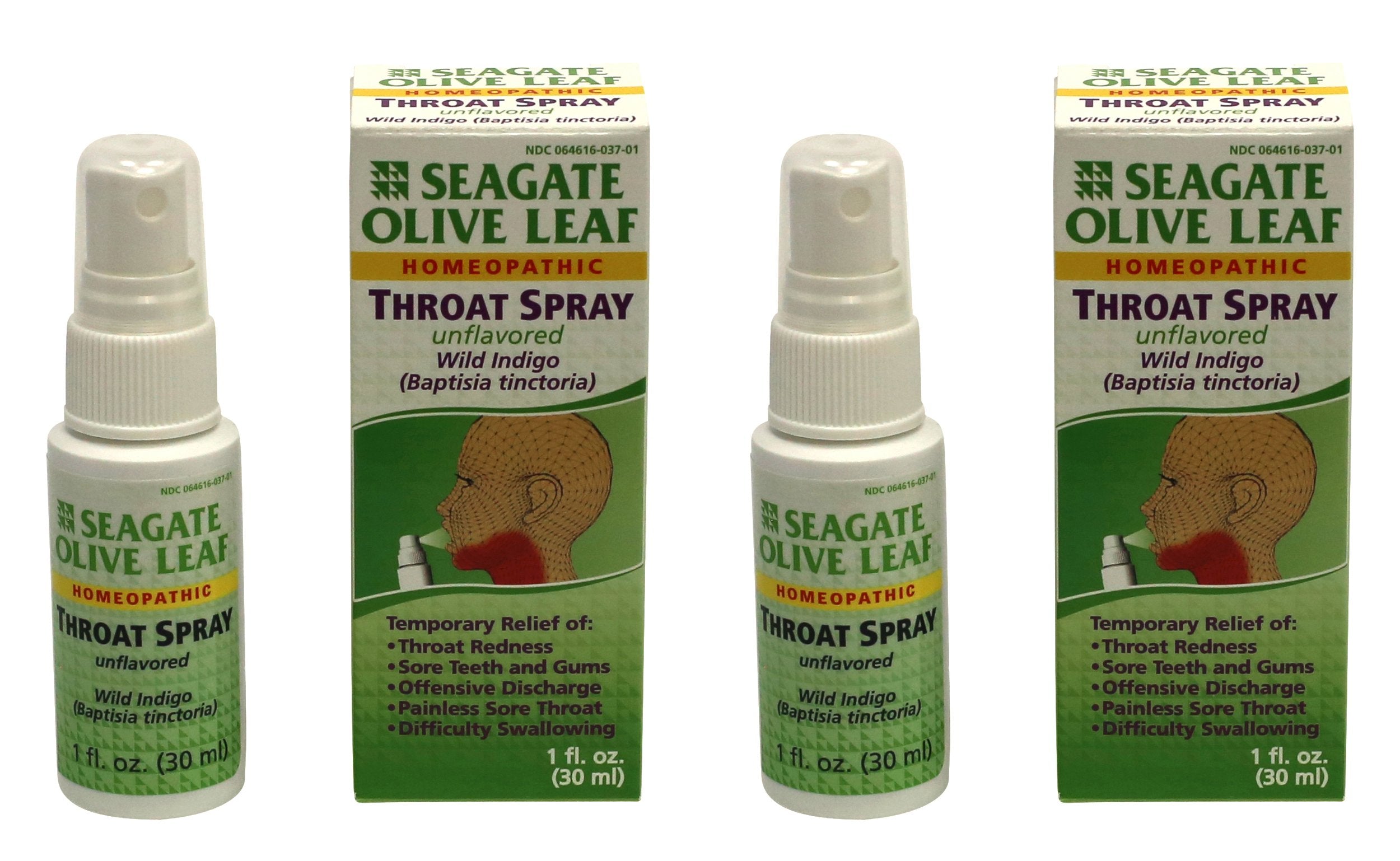 Seagate Olive Leaf Throat Spray 1 oz Unflavored – Homeopathic 2-Pack