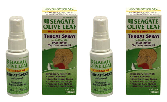 Seagate Olive Leaf Throat Spray 1 oz Unflavored – Homeopathic 2-Pack