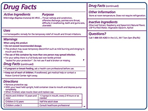 Seagate Olive Leaf Throat Spray Raspberry-Spearmint 2-pack bottles 1 oz each