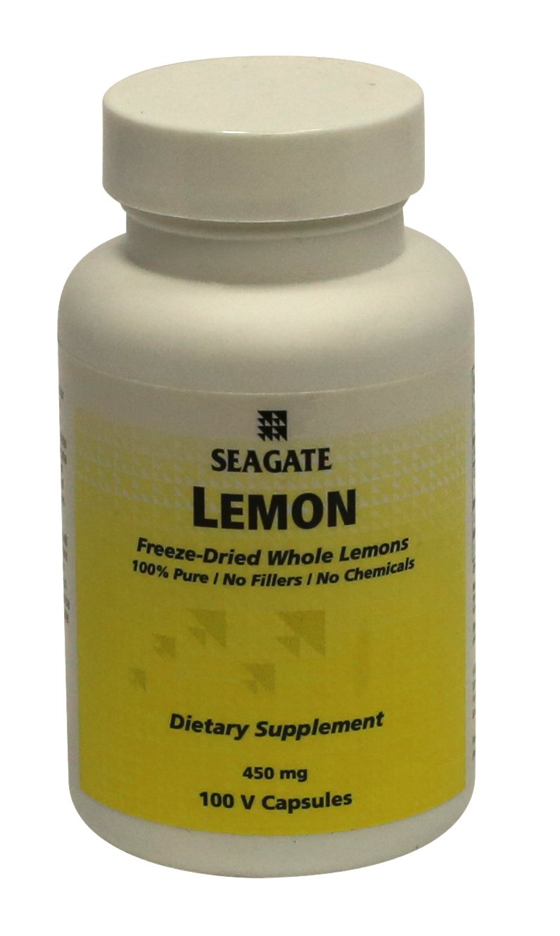 Seagate Whole Lemon Concentrate bottle and capsules