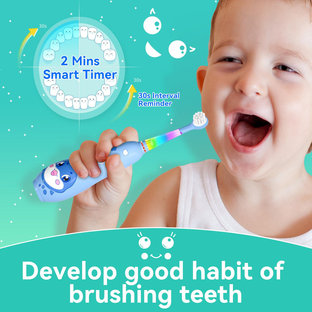 LED indicator on SEAGO Navy Blue Kids Electric Toothbrush