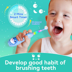 LED indicator on SEAGO Navy Blue Kids Electric Toothbrush