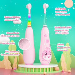 SEAGO pink kids toothbrush charging with magnetic charger