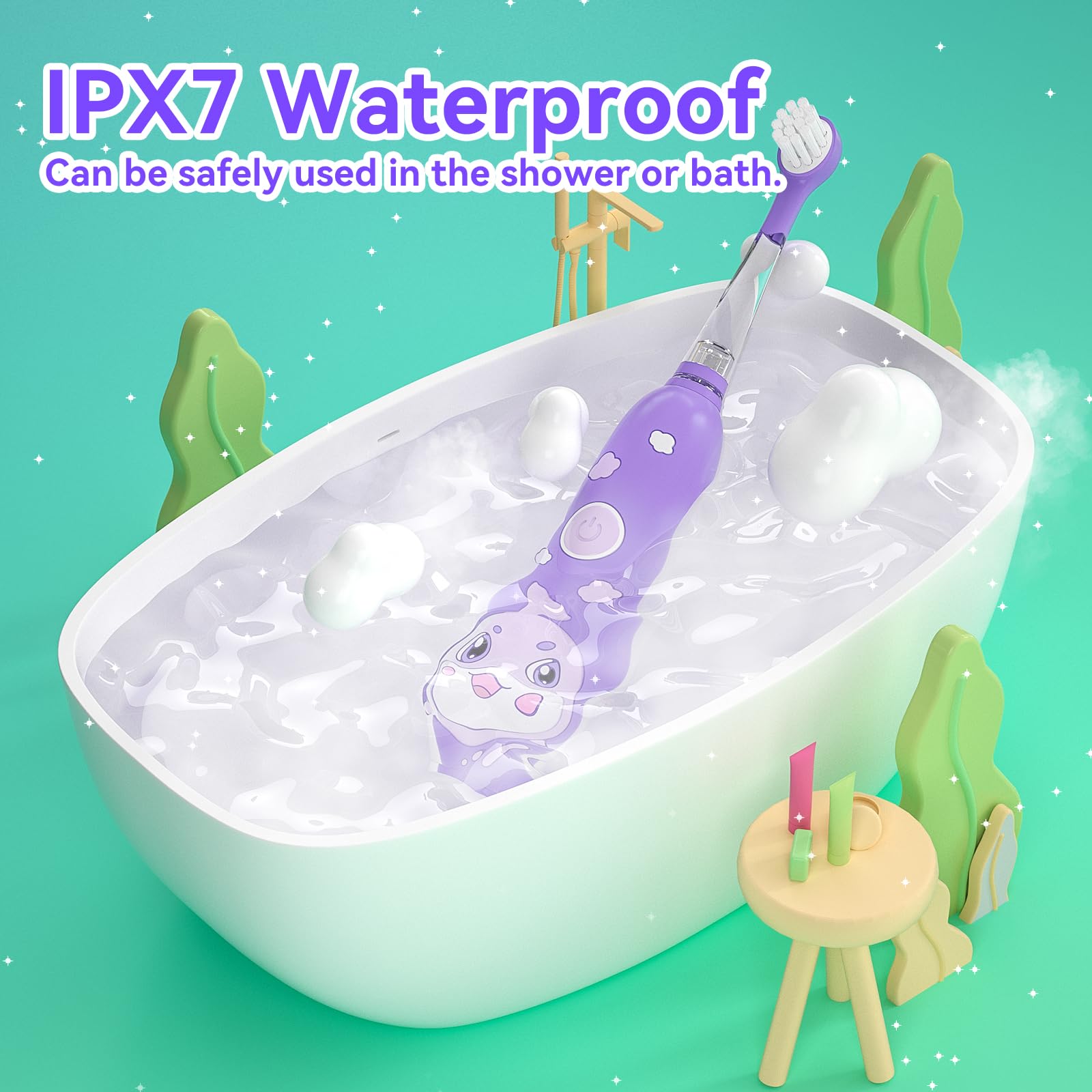 IPX7 waterproof design for bathroom or shower use
