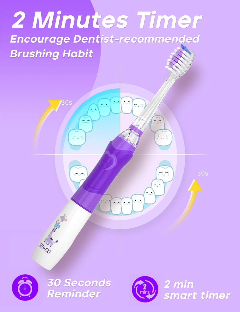 Battery life and AAA battery for SEAGO SG-977 kids toothbrush