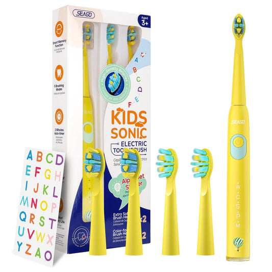 SEAGO Kids Electric Toothbrush in yellow - main view