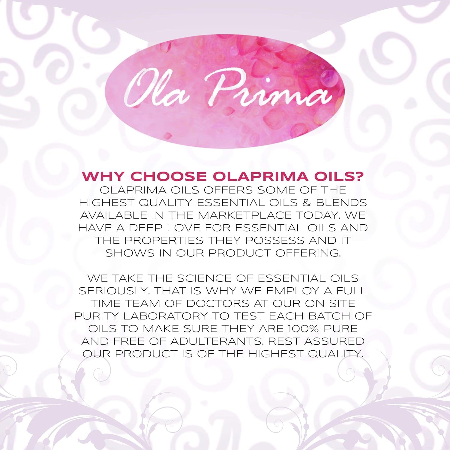 Seasonal range of Ola Prima vanilla essential oils for winter