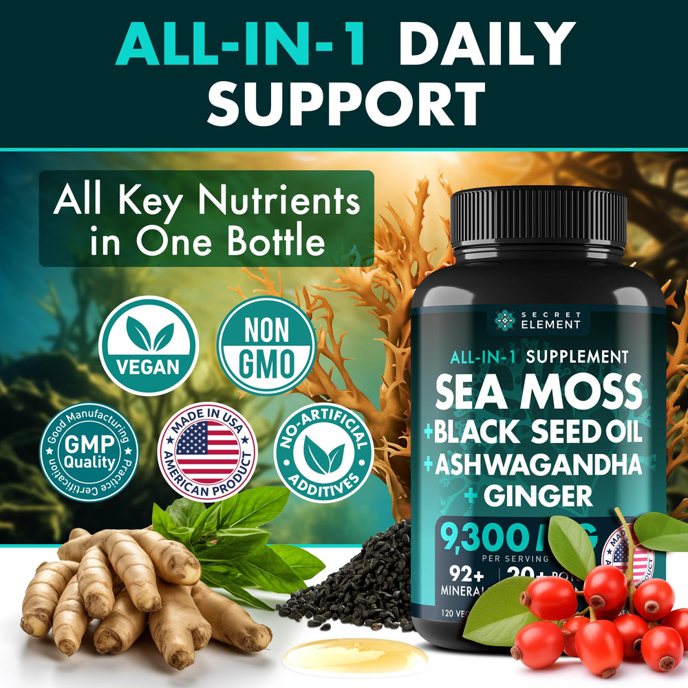Secret Element Black Seed Oil capsules shown for convenient vegan immune support