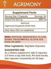 Product label highlighting purity and potency for Secrets of the Tribe Agrimony