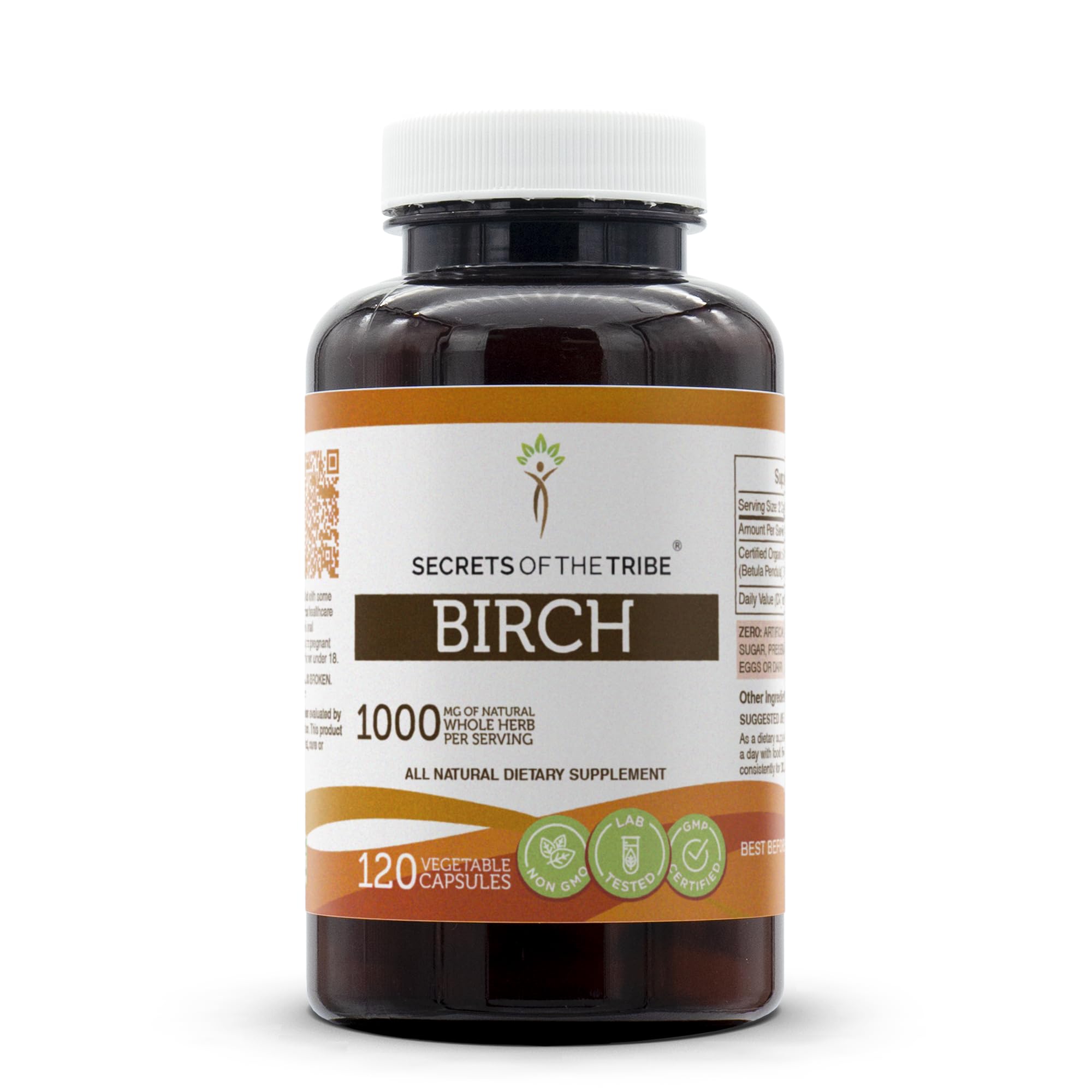 Secrets of the Tribe Birch bottle with 120 capsules