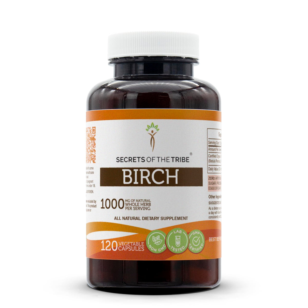 Secrets of the Tribe Birch bottle with 120 capsules