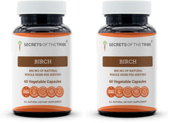Front view of Secrets of the Tribe Birch 60 Capsules packaging