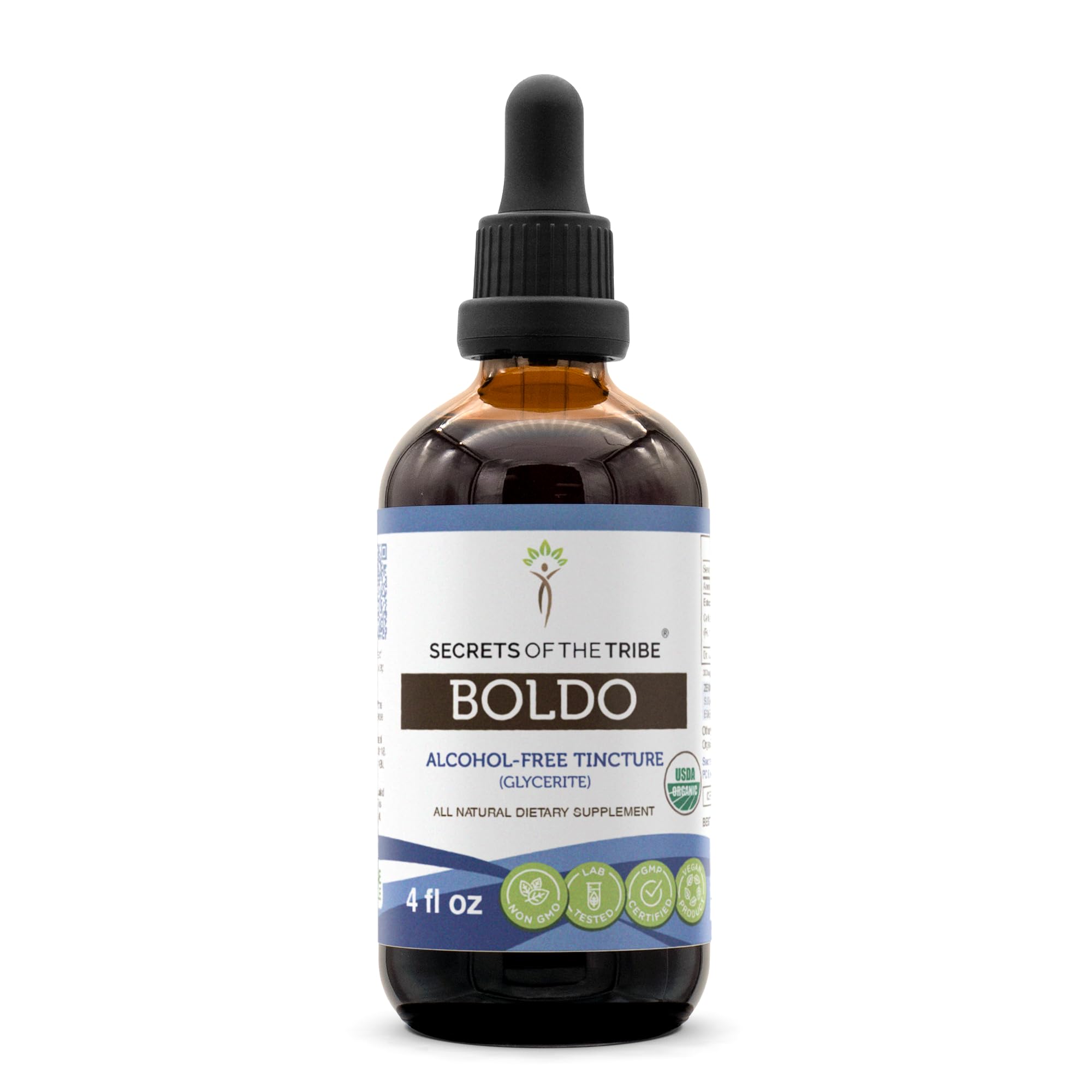 Secrets of the Tribe Boldo USDA Organic bottle with 4 oz label