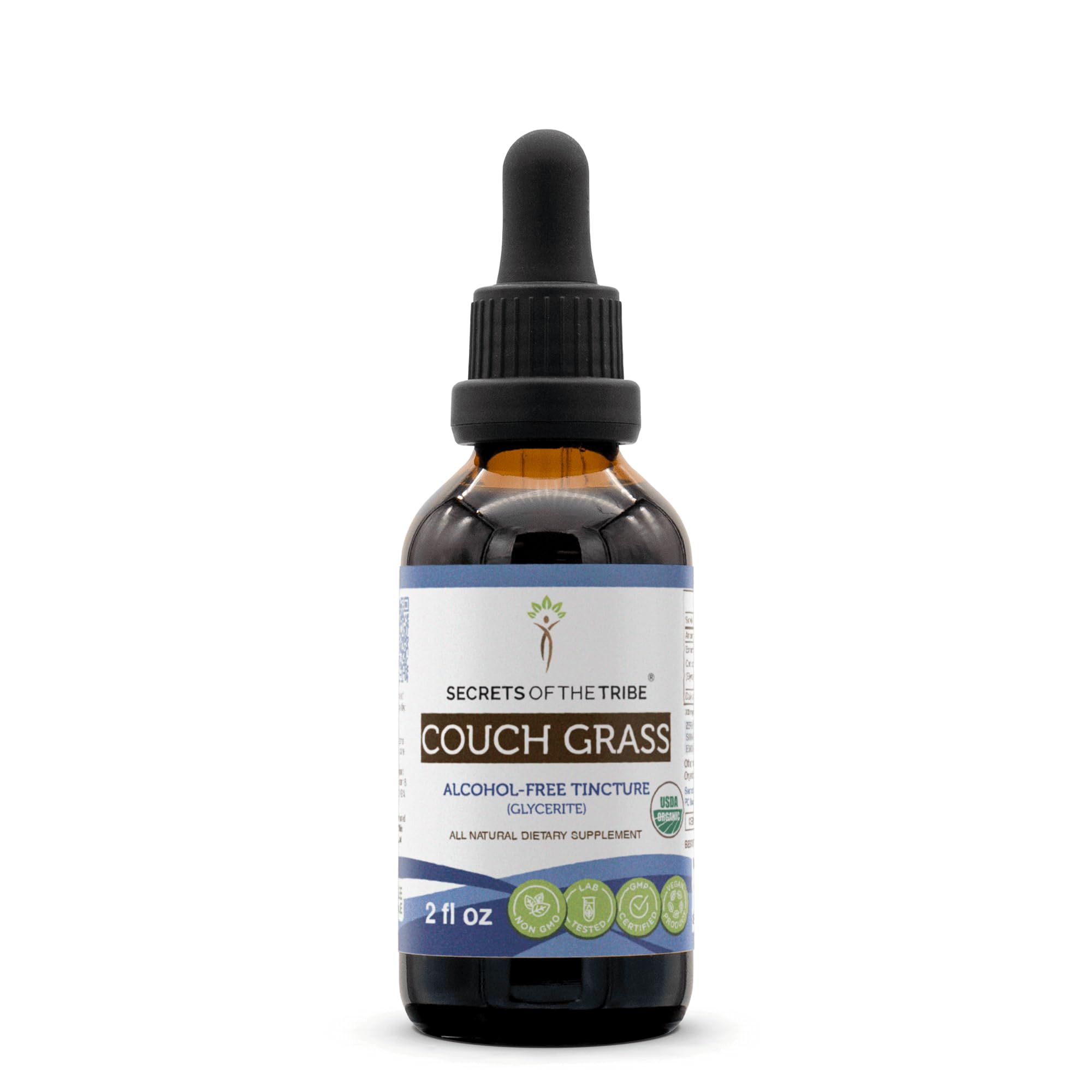 2 oz bottle of Secrets of the Tribe Couch Grass USDA Organic extract