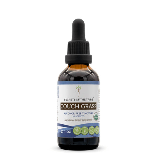 2 oz bottle of Secrets of the Tribe Couch Grass USDA Organic extract