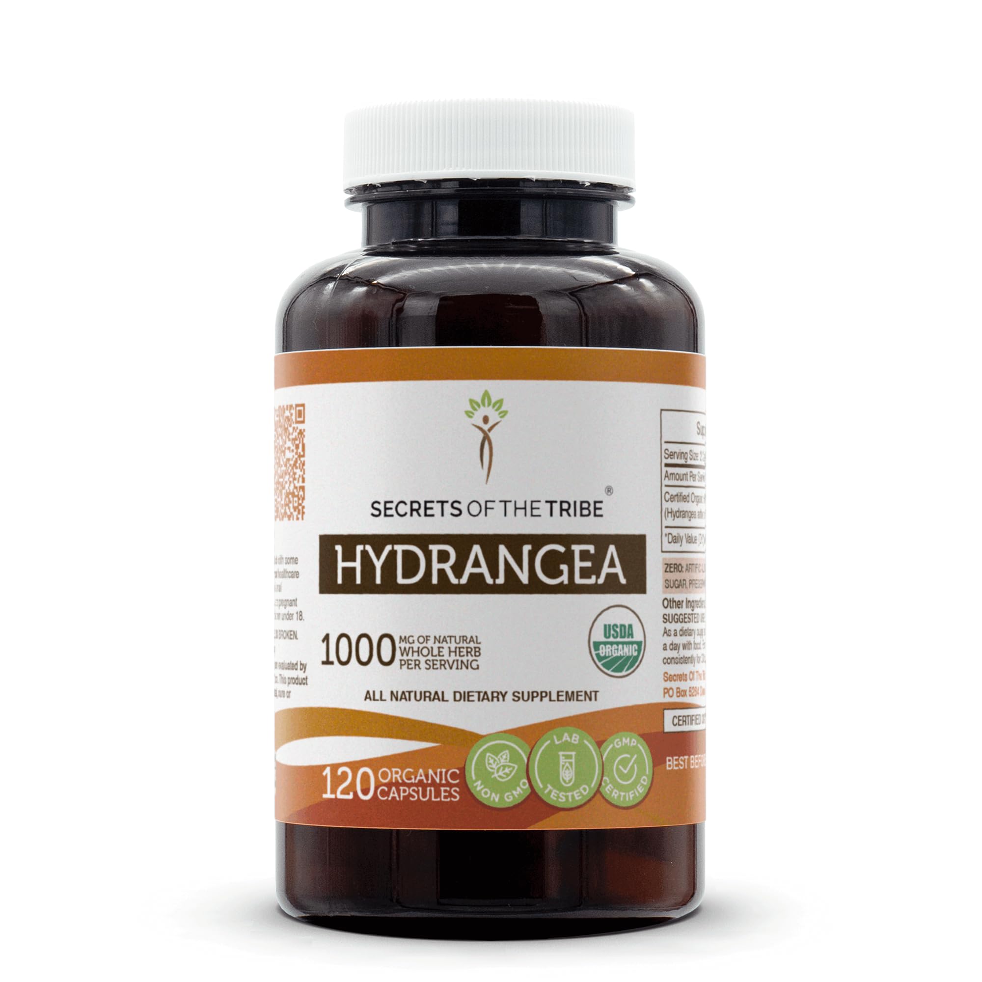 Bottle of Secrets of the Tribe Hydrangea USDA Organic Capsules
