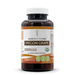 Secrets of the Tribe Oregon Grape Capsules bottle on white background