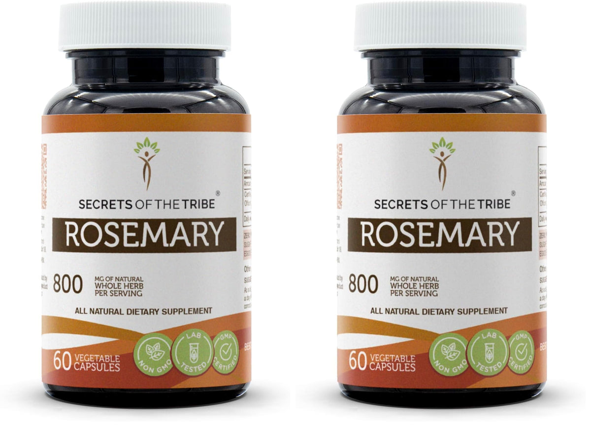 Secrets of the Tribe Rosemary bottle with capsules — 60 capsules per bottle, 2-pack