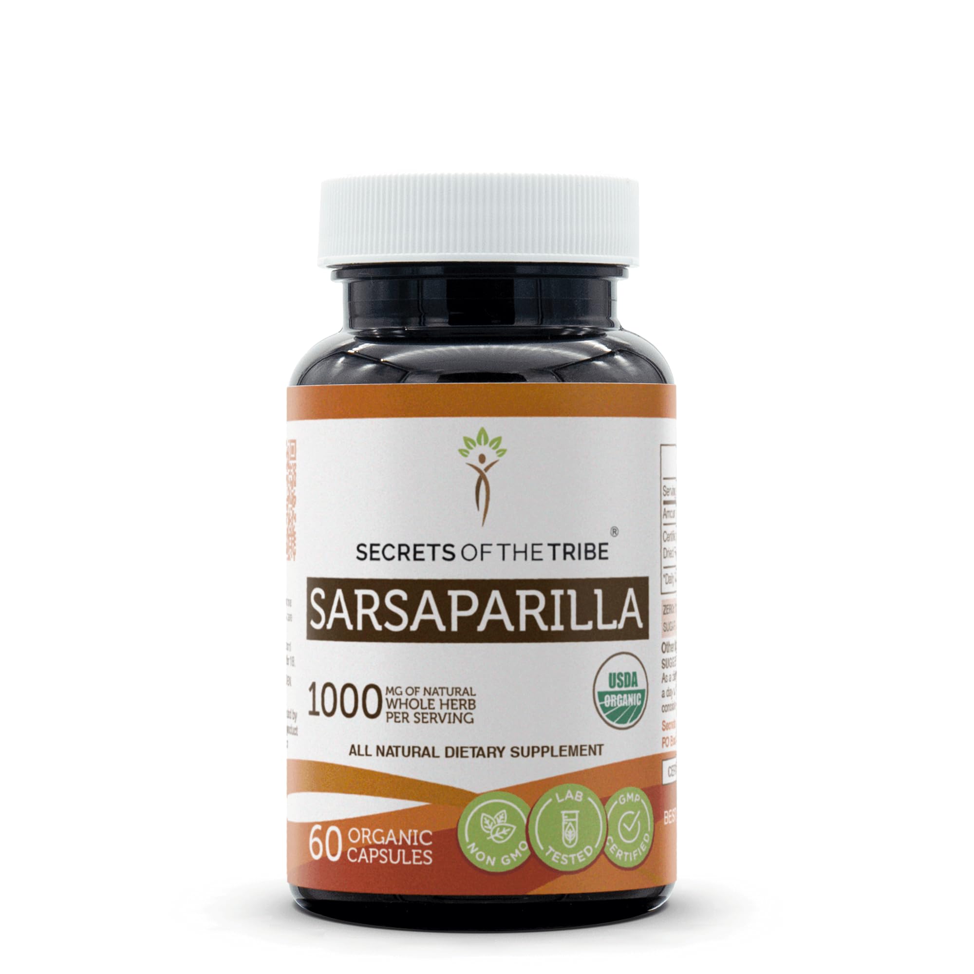 Bottle of Secrets of the Tribe Sarsaparilla 60 capsules