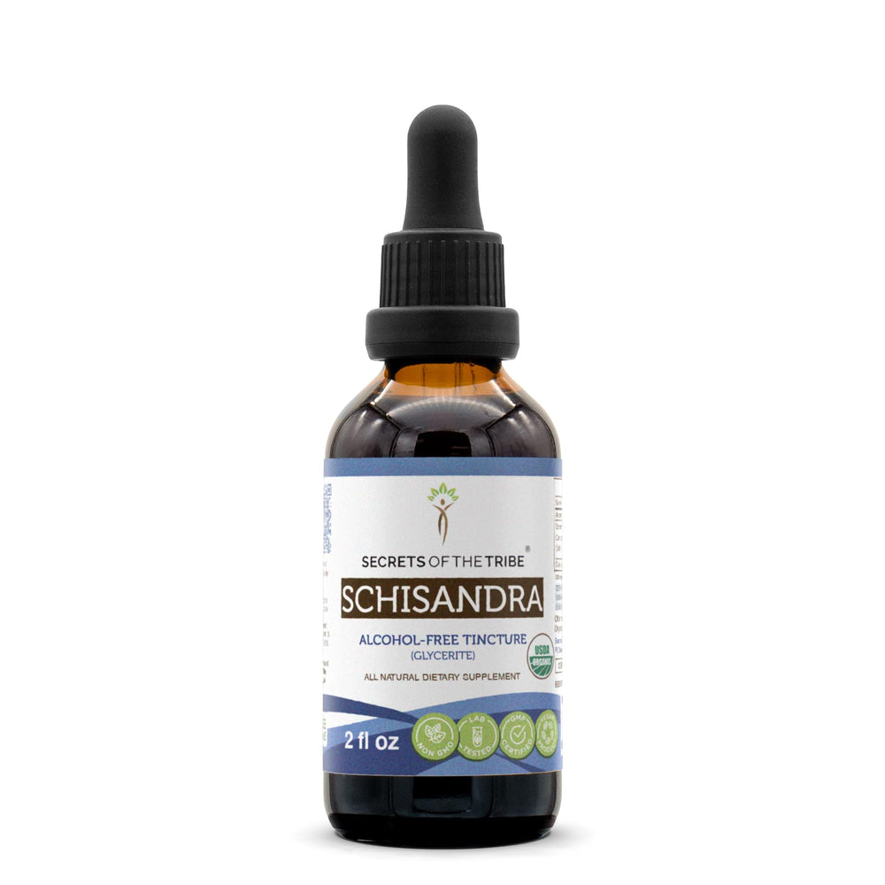 Bottle of Secrets of the Tribe Schisandra USDA Organic Alcohol-Free Extract, 2 oz