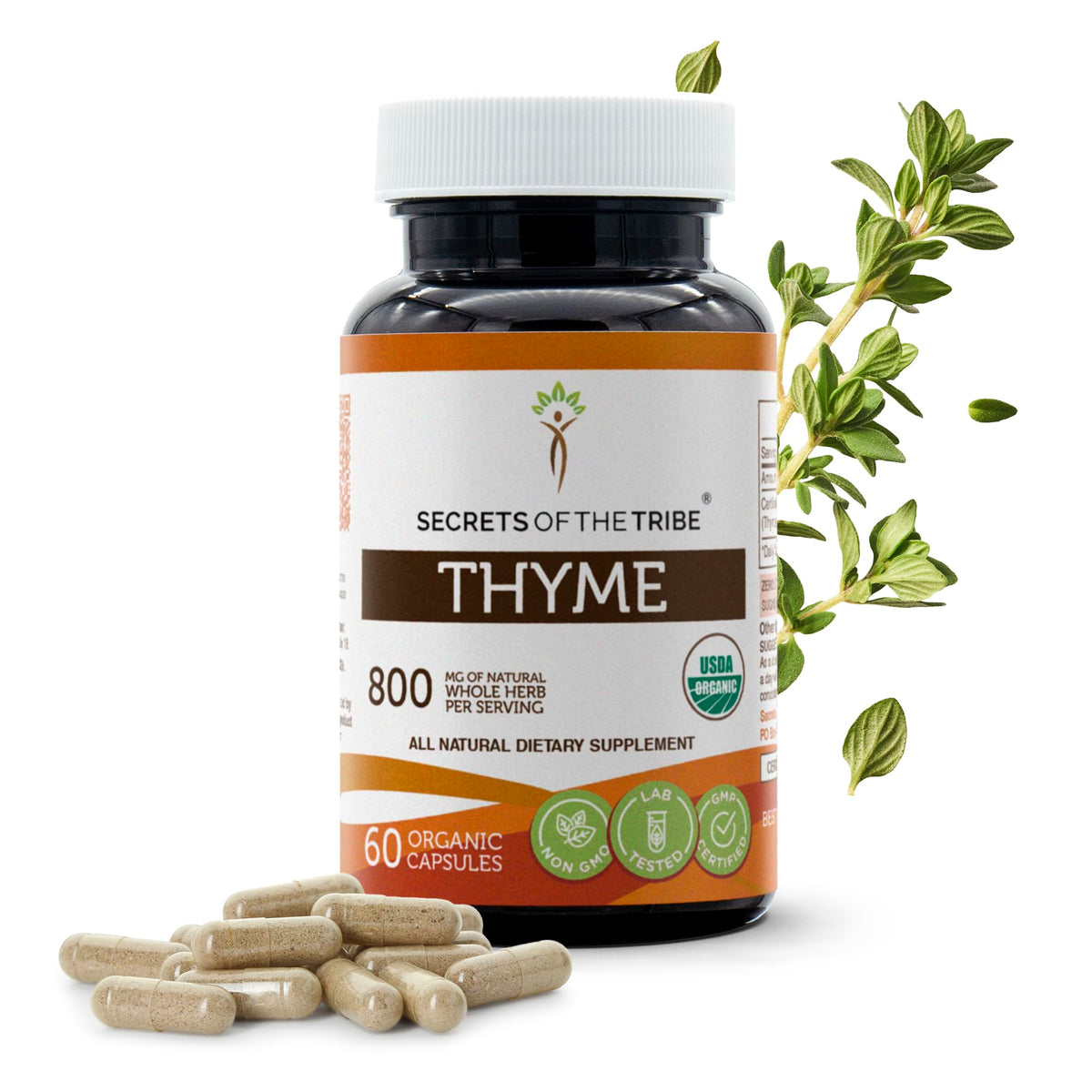 Secrets of the Tribe Thyme bottle and label