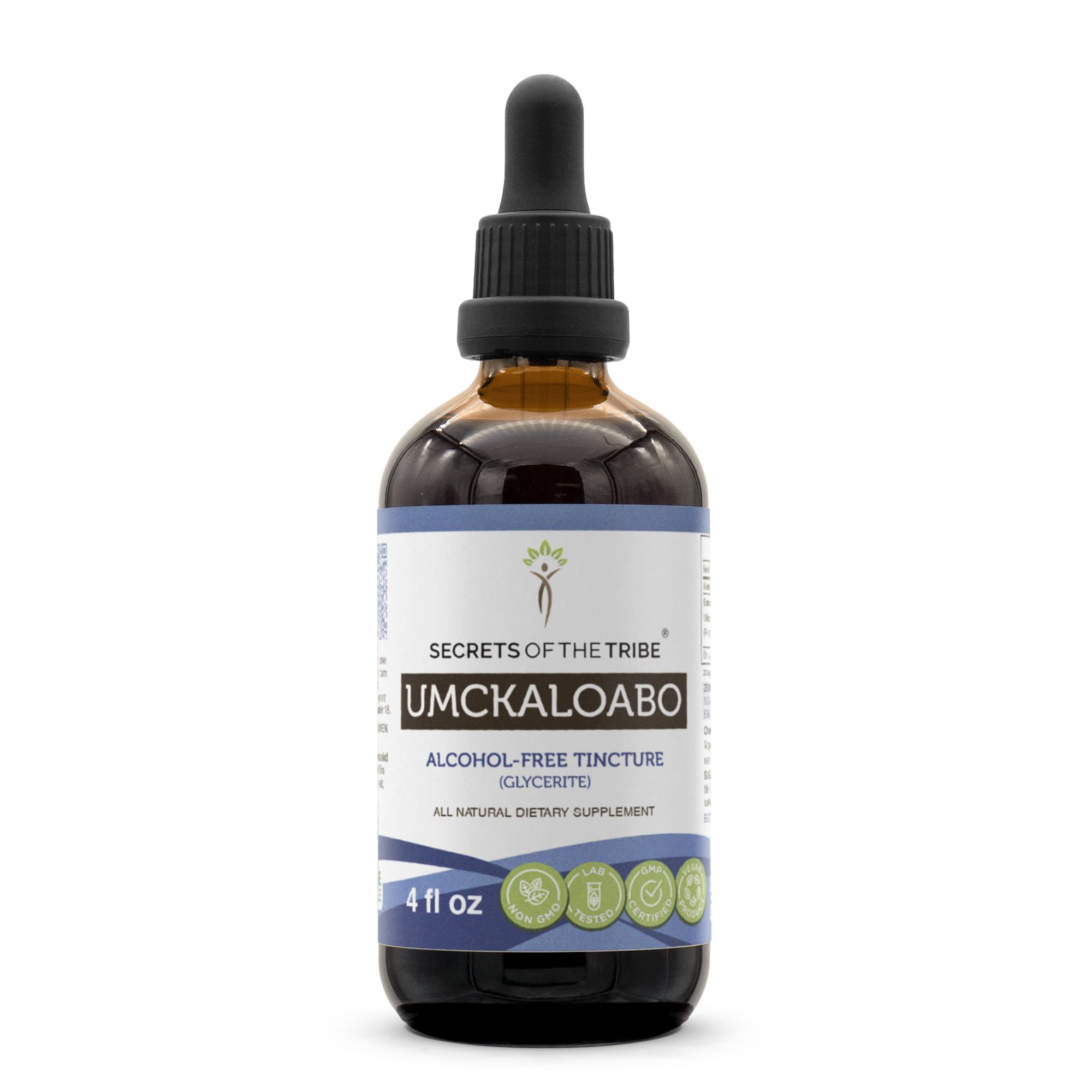 Hero image: Secrets of the Tribe Umckaloabo Tincture 4oz bottle