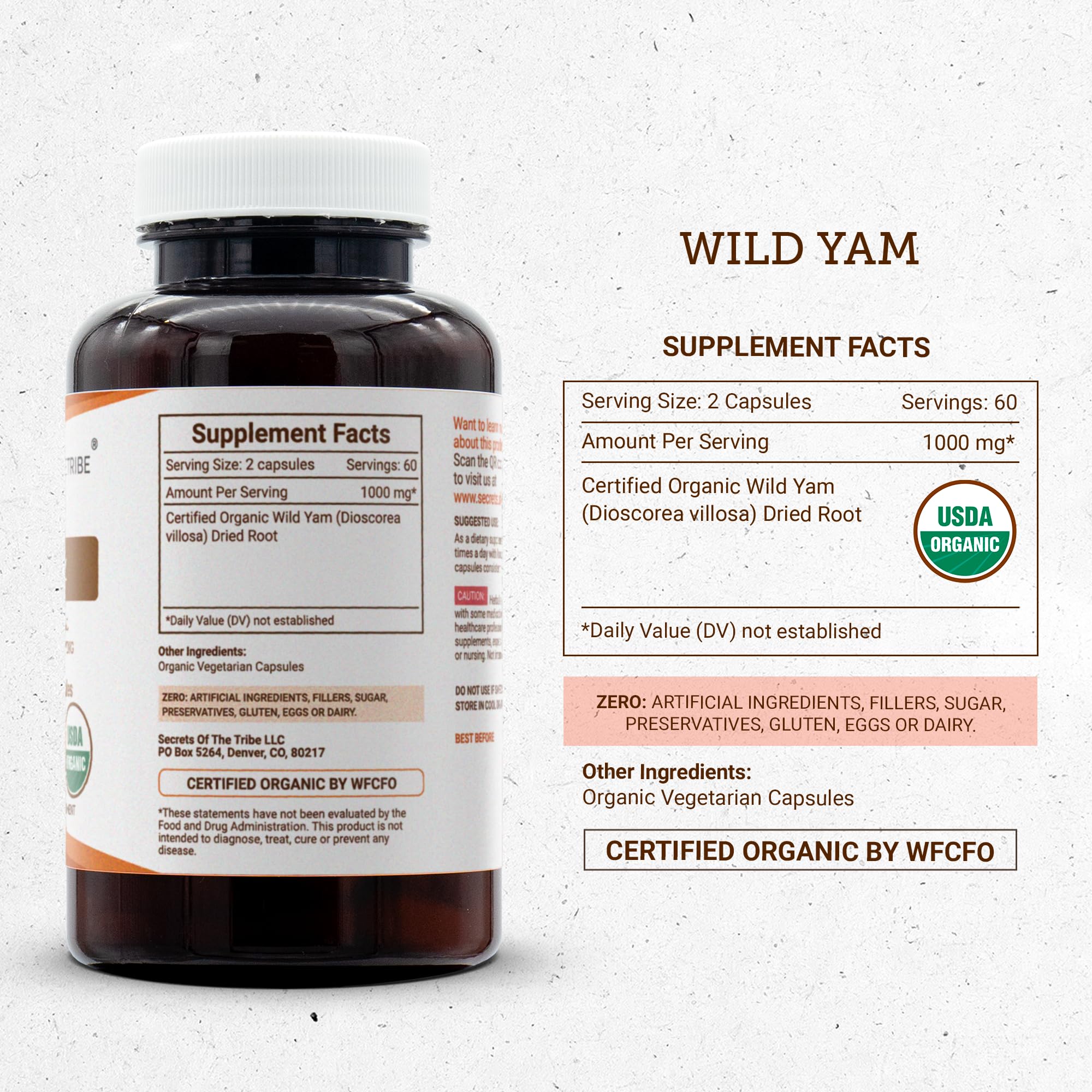 Plant-based, vegan-friendly Wild Yam capsules