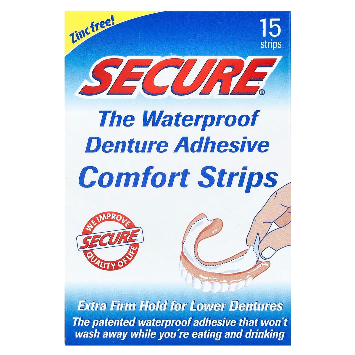 Secure Denture Adhesive packaging and tube