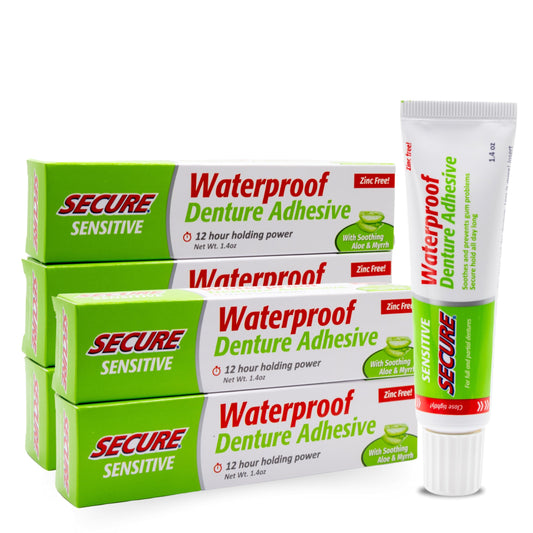 Secure denture adhesive packaging with aloe vera and myrrh 1.4 oz