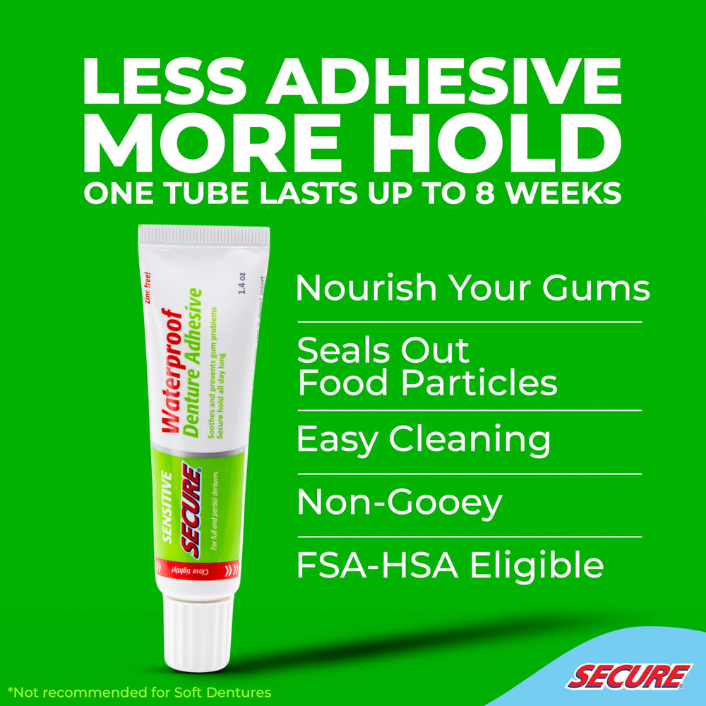 Secure denture adhesive packaging 1.4 oz
