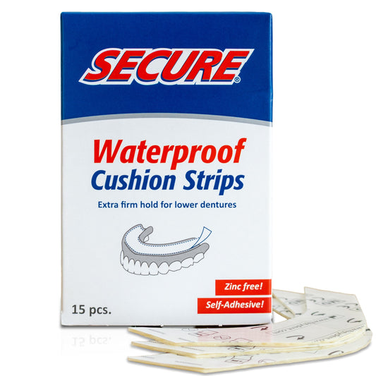 Applying Secure Denture Adhesive Strips to lower dentures