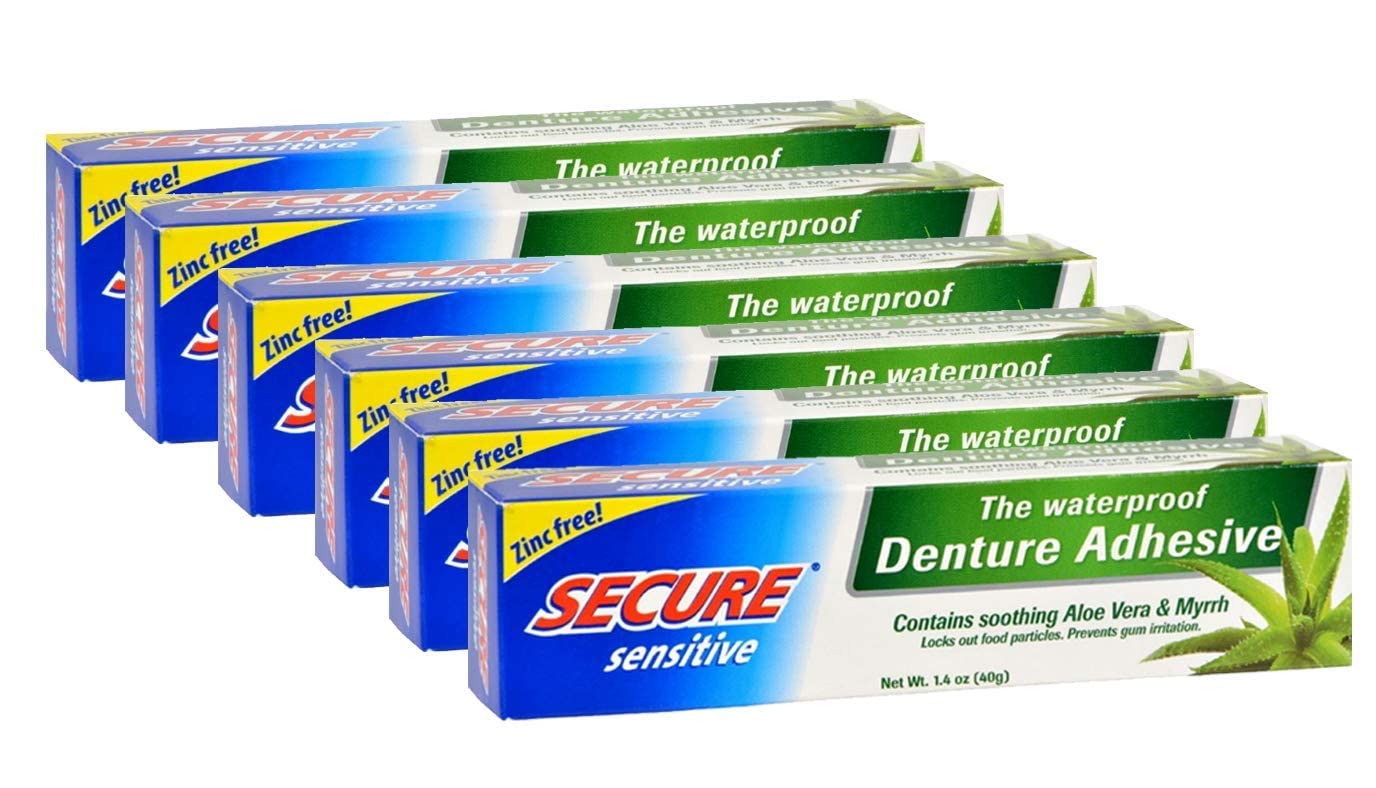 Secure Denture Bonding Adhesive zinc 1 oz bottle and packaging