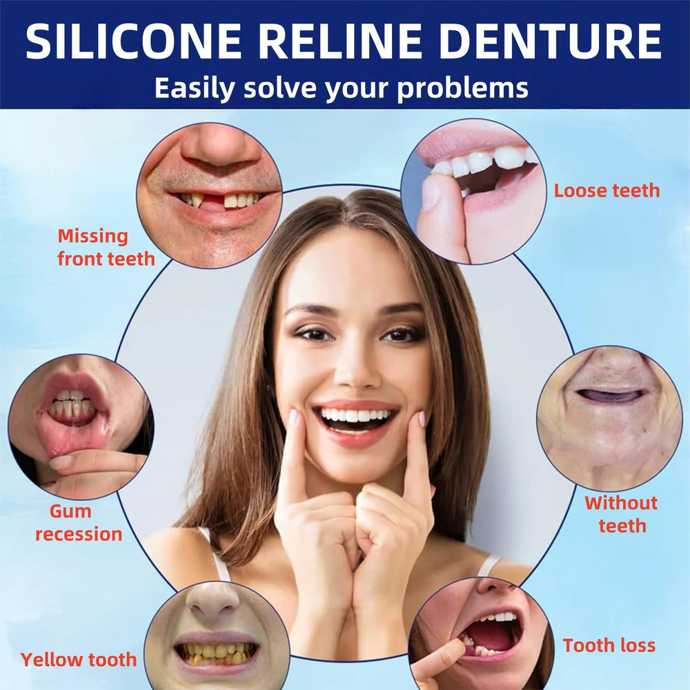 Illustration of secure fit with silicone denture liners