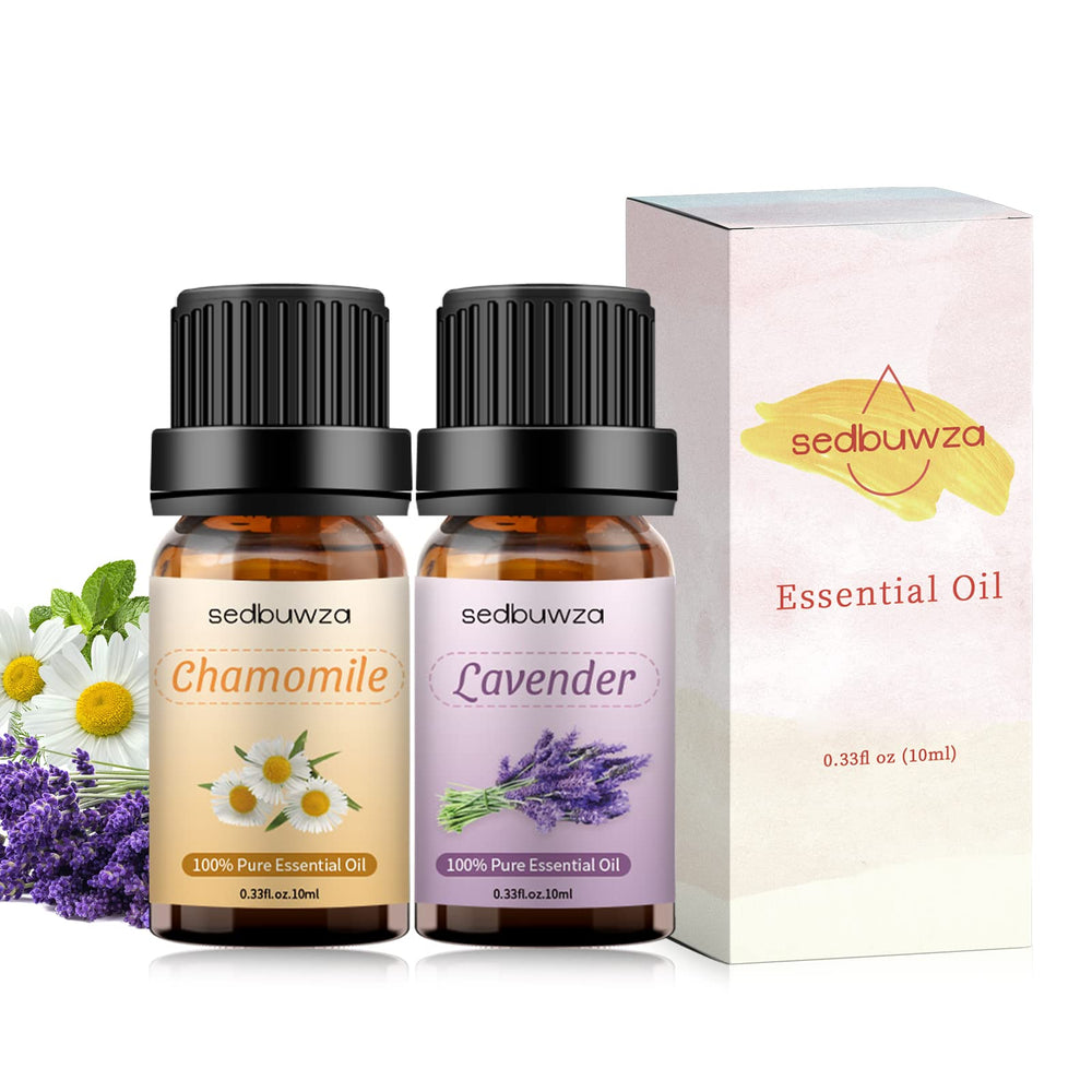 Aromatherapy room setup with lavender and chamomile oils