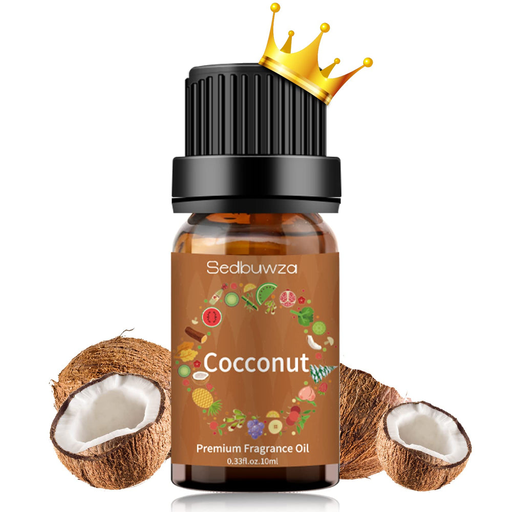 Sedbuwza Coconut Essential Oil bottle with label on white background