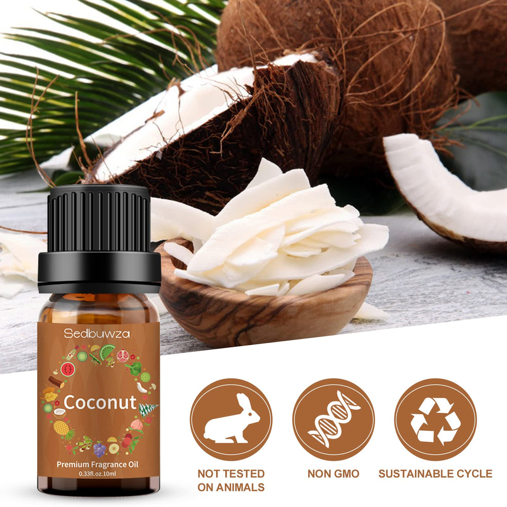 Amber glass bottle of coconut fragrance oil with dropper cap