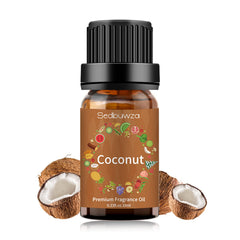 Packaging shot showing 10ml amber bottle for coconut fragrance oil