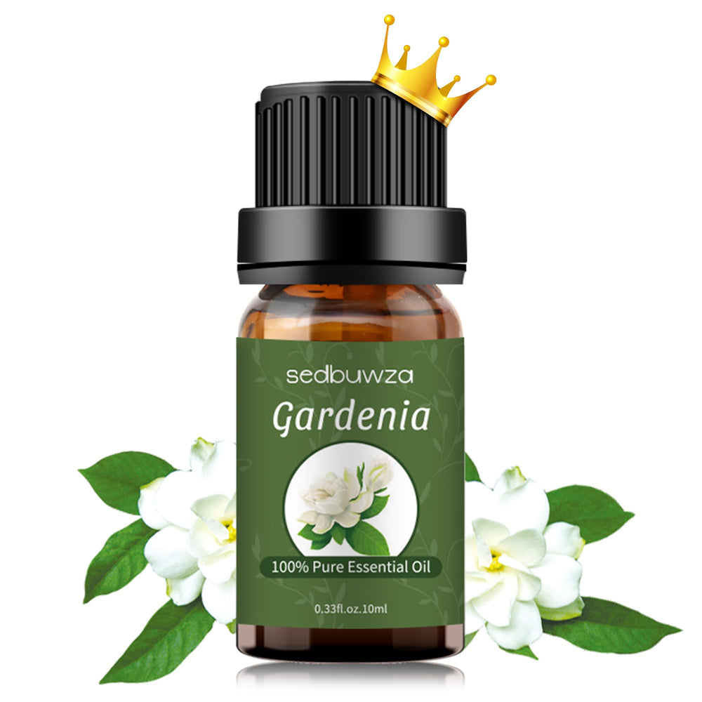 Amber glass bottle of Sedbuwza Gardenia essential oil with label