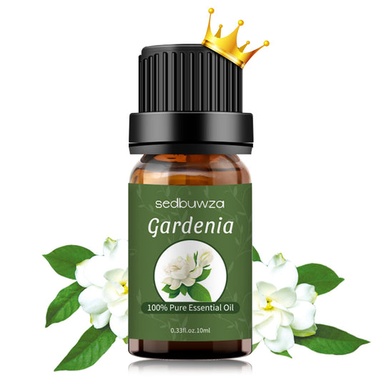 Amber glass bottle of Sedbuwza Gardenia essential oil with label